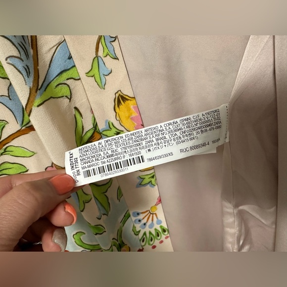 NWT ZARA Floral Printed Long Kimono Belted Beach Boho Style Pink Size XS - Picture 12 of 16